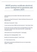 NICET practice certificate electrical power testing level iii questions and answers 2024
