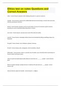 Ethics test on notes Questions and Correct Answers&period;