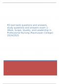 RS test bank questions and answers, study questions and answers exam 1-3Role, Scope, Quality, and Leadership in Professional Nursing (Rasmussen College) 2024/2025