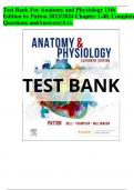 Test Bank For Anatomy and Physiology 11th Edition by Patton 2023&sol;2024 Chapter 1-48&comma; Complete Questions andAnswers&lpar;A&plus;&rpar;&period;
