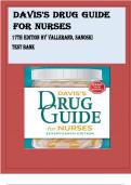 TEST BANK FOR DAVIS'S DRUG GUIDE FOR NURSES SEVENTEENTH EDITION BY VALLERAND, SANOSKI Latest Verified Review 2024 Practice Questions and Answers for Exam Preparation, 100% Correct with Explanations, Highly Recommended, Download to Score A+