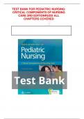 TEST BANK FOR PEDIATRIC NURSING CRITICAL COMPONENTS OF NURSING CARE 3RD EDITION RUDD ALL CHAPTERS COVERED