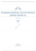 PEARSON EDEXCEL AS PHYSICS PAPER 1 QUESTION PAPER  AND  MARK SCHEME JUNE 2023