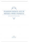 PEARSON EDEXCEL A LEVEL PHYSICS PAPER 3 MARK SCHEME JUNE 2023