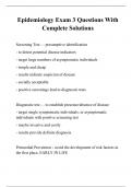 Epidemiology Exam 3 Questions With Complete Solutions