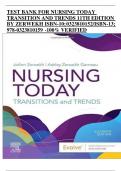 TEST BANK FOR NURSING TODAY TRANSITION AND TRENDS 11TH EDITION BY ZERWEKH ISBN-10; 0323810152/ISBN-13; 978-0323810159  -100% VERIFIED