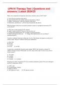  LPN IV Therapy Test &vert; Questions and answers &vert; Latest 2024&sol;25