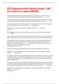 ITS Cybersecurity Practice Exam &vert; 140 Q&grave;s and A&grave;s &vert; Latest 2024&sol;25 