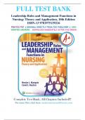 Test Bank for Leadership Roles and Management Functions in Nursing 10th Edition by Bessie L Marquis & Carol Huston ISBN 9781975139216 Chapter 1-25&vert;Complete Guide A&plus;