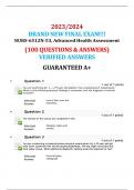  NURS-6512N-53, Advanced Health Assessment 2024/2025 BRAND NEW FINAL EXAM!!!  (100 QUESTIONS & ANSWERS) VERIFIED ANSWERS GUARANTEED A+
