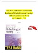 Test Bank for Brunner & Suddarth's Textbook of Medical-Surgical Nursing, 14th Edition (Hinkle, 2017), All Chapters 1 – 73,
