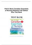 Polit & Beck Canadian Essentials of Nursing Research 4th Edition Woo Test Bank