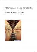 Public Finance in Canada, (Canadian 5th Edition) 5e, Rosen Test Bank 