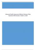 Advanced Health Assessment Midterm Review of Quiz Questions With Answers&period; Grade A&plus;&comma; 2024