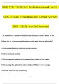 NUR 2392 / NUR2392: Multidimensional Care II / MDC 2 Exam 1 (Latest 2021 / 2022) Rasmussen College