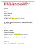 BUAD 350- Capital Markets Final Exam Review&sol;Prep Questions And Answers