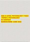 MARKSCHEME JUNE 2022        A-level PSYCHOLOGY 7182/2 Paper 2 Psychology in context Mark scheme June 2022 Version: 1.0 Final Mark Scheme