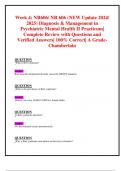 Week 4: NR606/ NR 606 (NEW Update 2024/  2025) Diagnosis & Management in Psychiatric Mental Health II Practicum| Complete Review with Questions and Verified Answers| 100% Correct| A Grade- Chamberlain 