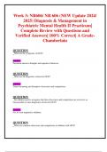 Week 3: NR606/ NR 606 (NEW Update 2024/ 2025) Diagnosis & Management in Psychiatric Mental Health II Practicum| Complete Review with Questions and Verified Answers| 100% Correct| A Grade- Chamberlain 