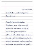 Introduction To Psychology And Neuroscience