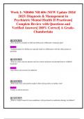 Week 1: NR606/ NR 606 (NEW Update 2024/ 2025) Diagnosis & Management in Psychiatric Mental Health II Practicum| Complete Review with Questions and Verified Answers| 100% Correct| A Grade- Chamberlain 