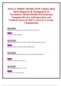 Week 5: NR606/ NR 606 (NEW Update 2024/ 2025) Diagnosis & Management in Psychiatric Mental Health II Practicum| Complete Review with Questions and Verified Answers| 100% Correct| A Grade- Chamberlain 