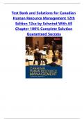 Test Bank and Solutions for Canadian Human Resource Management 12th Edition 12ce by Schwind With All Chapter 100% Complete Solution Guaranteed Success