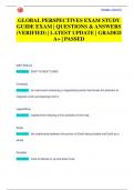 GLOBAL PERSPECTIVES EXAM STUDY  GUIDE EXAM &vert; QUESTIONS & ANSWERS  &lpar;VERIFIED&rpar; &vert; LATEST UPDATE &vert; GRADED  A&plus; &vert; PASSED