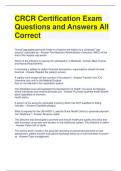 CRCR Certification Exam Questions and Answers All Correct