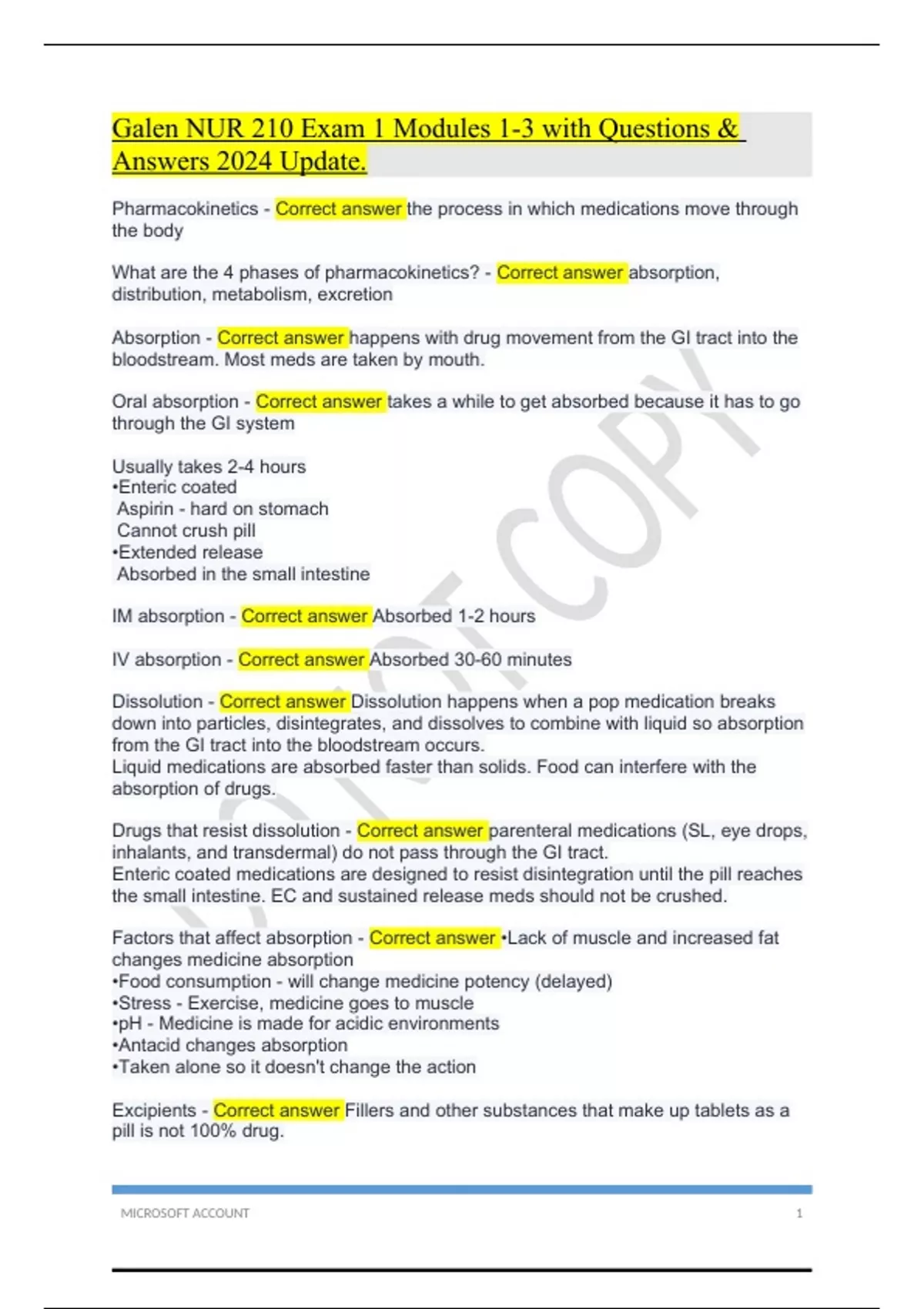 Galen NUR 210 Exam 1 Modules 1-3 with Questions & Answers 2024 Update ...