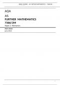 AQA AS FURTHER MATHEMATICS 7366&sol;2M Paper 2 Mechanics Mark scheme June 2023