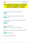 MA CERTIFICATION TEST &vert; QUESTIONS  & ANSWERS &lpar;VERIFIED&rpar; &vert; LATEST  UPDATE &vert; GRADED A&plus; &vert; PASSED