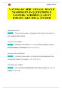 MATH BASIC SKILLS EXAM - WHOLE  NYMBERS EXAM &vert; QUESTIONS &  ANSWERS &lpar;VERIFIED&rpar; &vert; LATEST  UPDATE &vert; GRADED A&plus; &vert; PASSED
