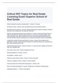 Critical HOT Topics for Real Estate Licensing Exam- Superior School of Real Estate