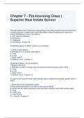 Chapter 7 - Pre-licensing Class- Superior Real Estate School Exam 2024