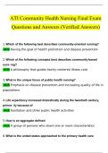 ATI Community Health Nursing Final Exam with Questions and Answers (2024 / 2025) (Verified Answers)