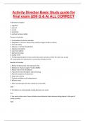 Activity Director Basic Study guide for final exam &lpar;200 Q & A&rpar; ALL CORRECT 