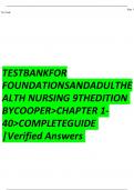 Test Bank for Foundations and Adult Health Nursing 9th Edition by Kim Cooper ISBN&colon;9780323812054 &vert; Complete Guide A&plus;