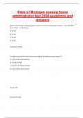 State of Michigan nursing home administrator test 2024 questions and answers 