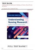 Test Bank For Understanding Nursing Research: Building an Evidence-Based Practice 8th Edition by Susan K. Grove, Jennifer R. Gray||ISBN NO:10,0323826415||ISBN NO:13,978-0323826419||All Chapters||Complete Guide A+