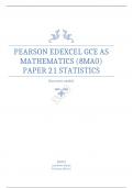PEARSON EDEXCEL AS MATHEMATICS PAPER 21 STATISTICS MARK SCHEME JUNE 2023