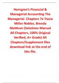 Solutions Manual For Horngren’s Financial & Managerial Accounting The Managerial  Chapters 7th Edition By Tracie Miller Nobles, Brenda Mattison (All Chapters, 100% Original Verified, A+ Grade)