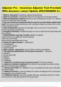 Adjuster Pro - Insurance Adjuster Test Provided With Answers&comma; Latest Update 2023&sol;GRADED A&plus;&period; 