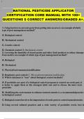 NATIONAL PESTICIDE APPLICATOR CERTIFICATION CORE MANUAL WITH 100&plus; QUESTIONS &dollar; CORRECT ANSWERS&sol;GRADED A&plus;&period; 