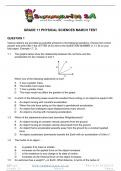 Grade 11 Physical Science (PS) March Paper and Memo - 2024