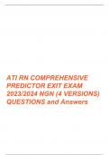 ATI RN COMPREHENSIVE PREDICTOR EXIT EXAM 2023/2024 NGN (4 VERSIONS) QUESTIONS and Answers