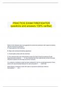 PRACTICE EXAM FIREFIGHTER questions and answers 100% verified.