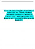Test Bank Microbiology for the Healthcare Professional 2nd Edition VanMeter Questions & Answers with Rationales (Chapter 1-25) Latest Update 2024 Very  Resourcefull Exam And Revision Material  Graded A+