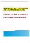 NBME CBSE ACTUAL TEST QUESTIONS AND ANSWERS 2024(COMPLETE)  (Quiz bank with all the correct answers)  (USMLE step 1)Medical examination