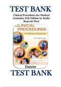 Test Bank for Clinical Procedures for Medical Assistants 11th Edition by Bonewit-West ISBN 9780323758581 Chapters 1-23| Complete Guide A+